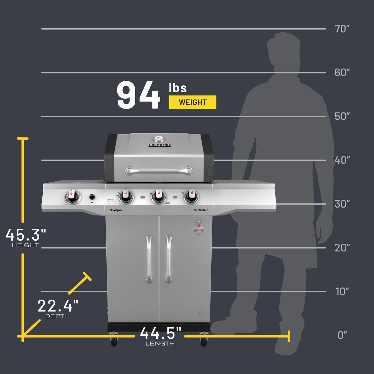 Char-Broil Performance 3B Gas Grill 375 Premium Silver product view 6