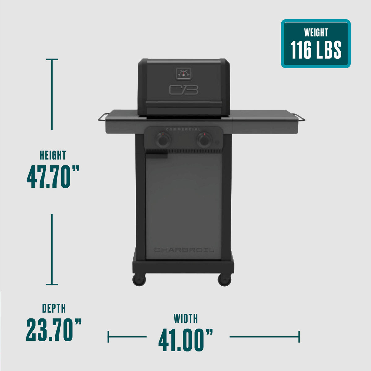 Char-Broil Commercial Series™ 2 Burner Gas Grill & Griddle (Black) product view 8