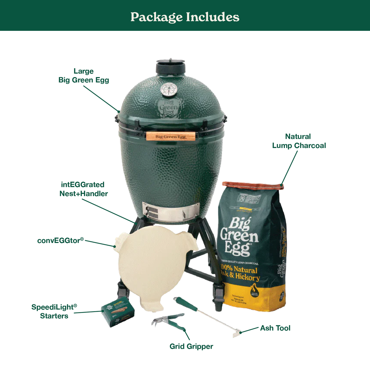 Big Green Egg Large Big Green Egg in an intEGGrated Nest+Handler Package product view 1