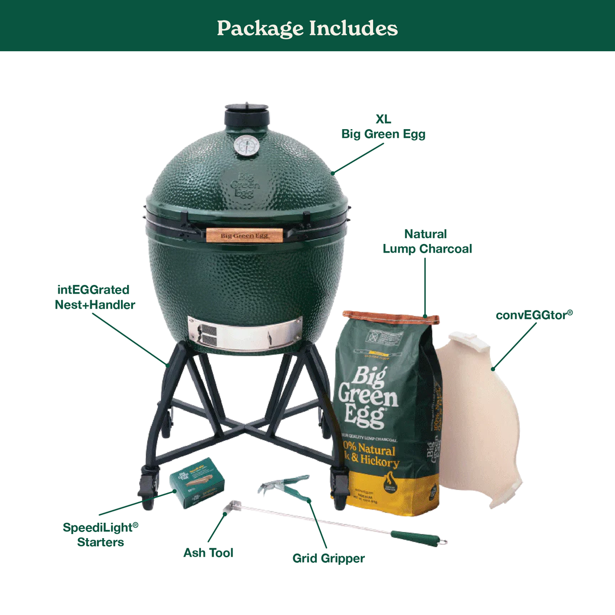 Big Green Egg XL Big Green Egg in an intEGGrated Nest+Handler Package product view 1