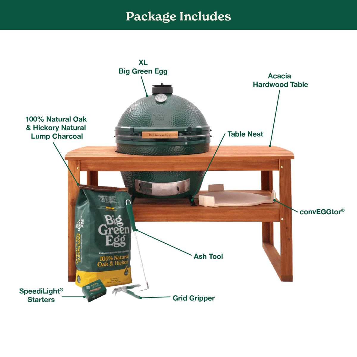 Big Green Egg XL Big Green Egg in Acacia Table Package product view 1