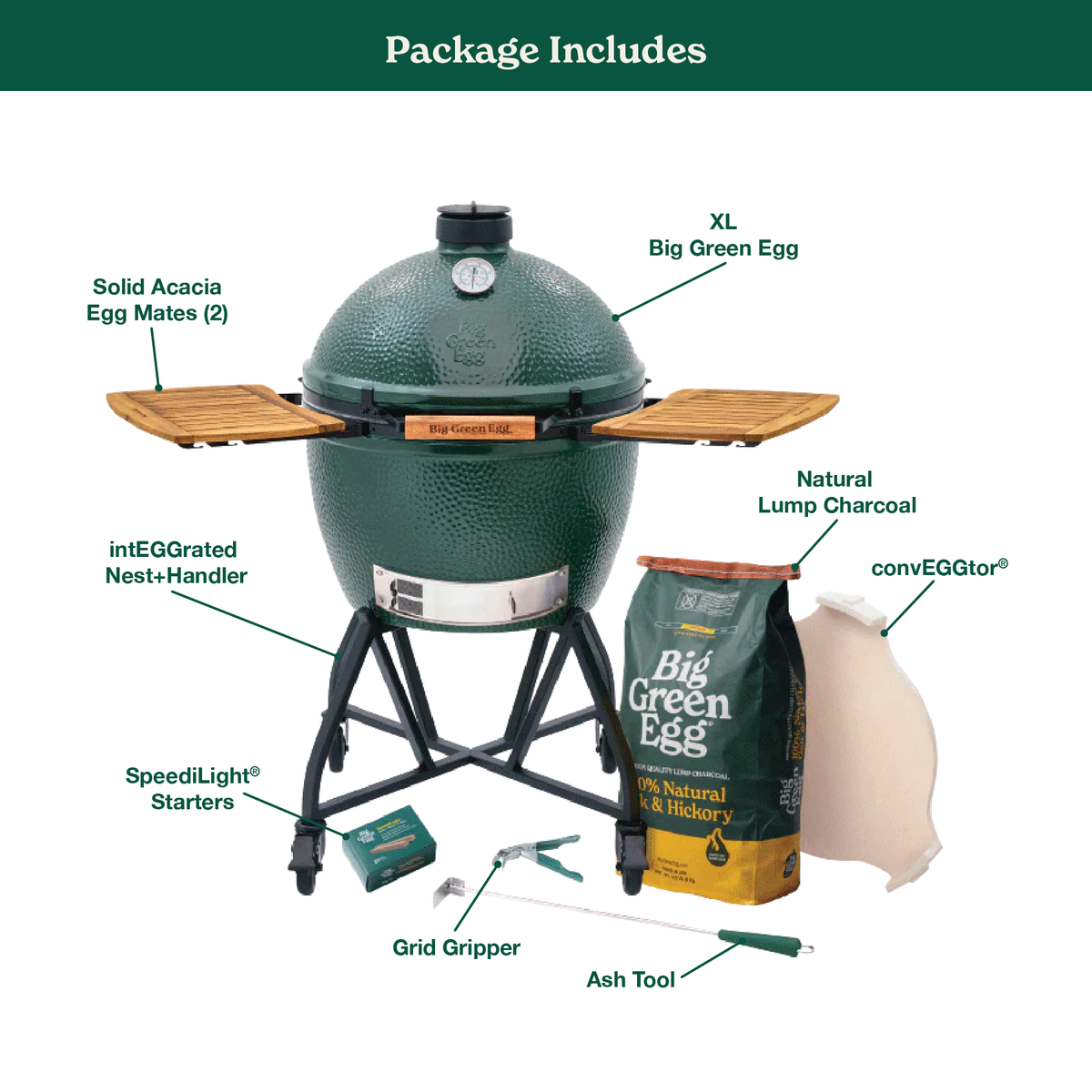 Big Green Egg XL Big Green Egg in an intEGGrated Nest+Handler with Mates Package product view 1
