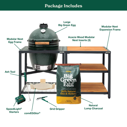 Big Green Egg Large Big Green Egg in Modular Nest with Expansion and 3 Acacia Inserts Package product view 1