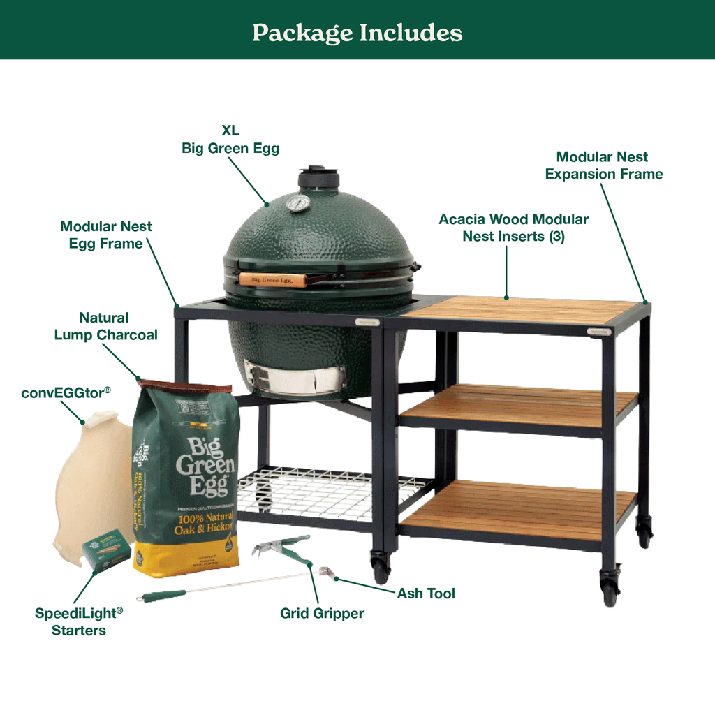 Big Green Egg XL Big Green Egg in Modular Nest with Expansion and 3 Acacia Inserts Package product view 1