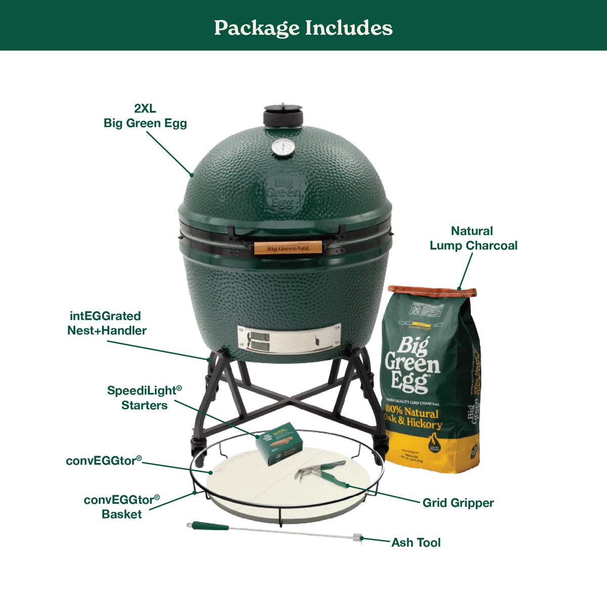Big Green Egg 2XL Big Green Egg in an intEGGrated Nest+Handler Package product view 1