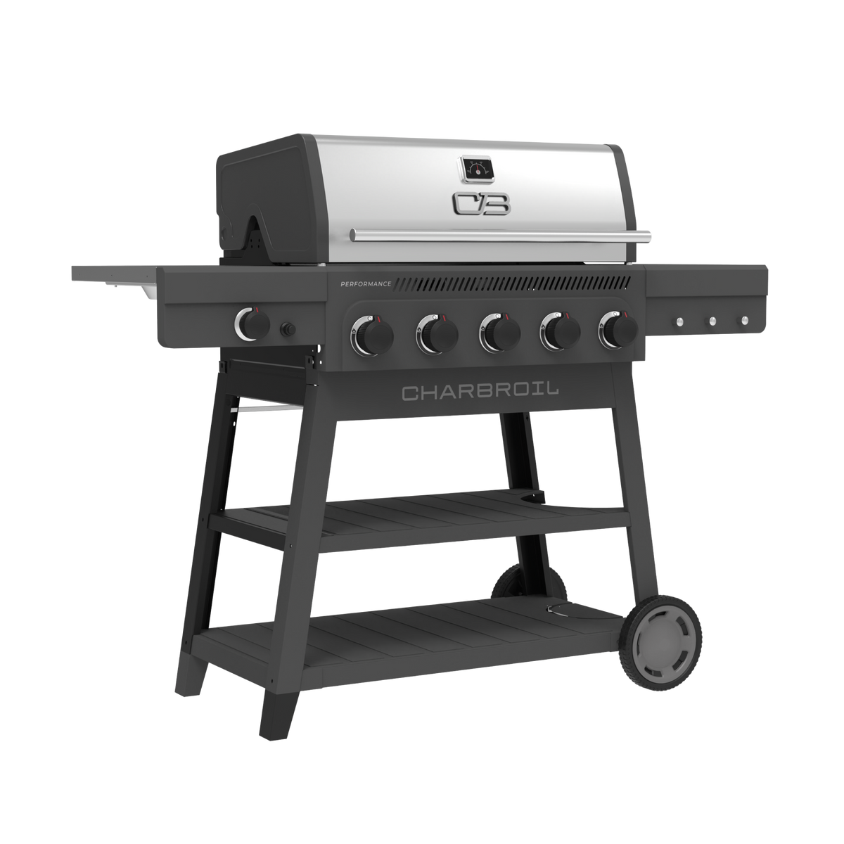 Char-Broil Performance Series™ FlavorMax™ 5 Burner Gas Grill Cart with Side Burner Gray product view 2