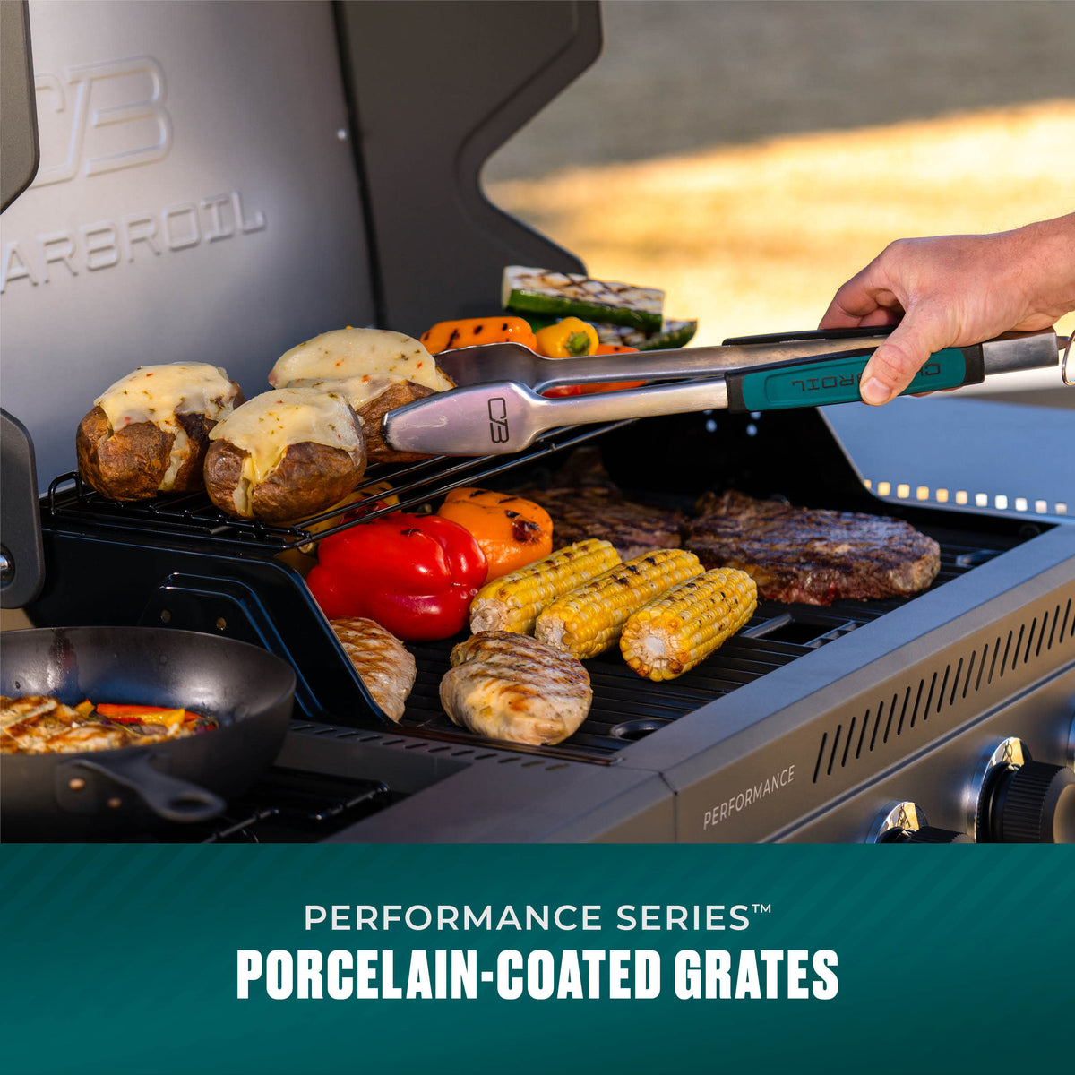 Char-Broil Performance Series™ 4-Burner Gas Grill with FlavorMax™ and Side Burner (Cabinet, Gray & Black) product view 6