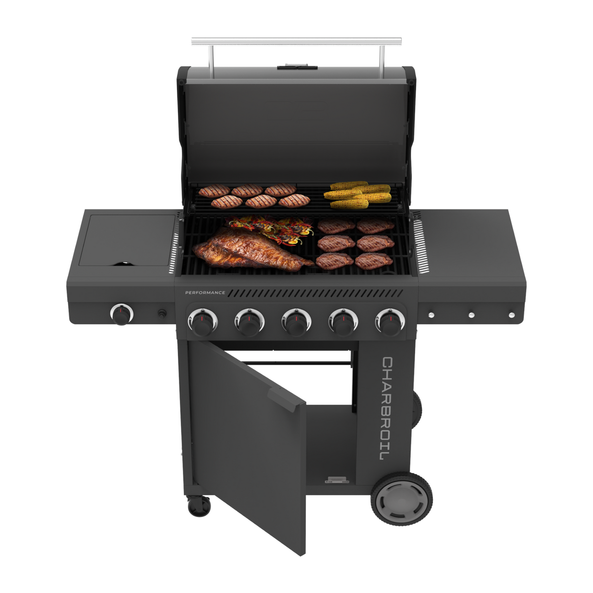 Char-Broil Performance Series™ FlavorMax™ 5 Burner Gas Grill Cabinet with Side Burner Gray product view 5