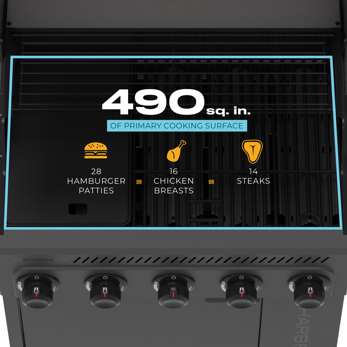 Char-Broil Performance Series™ FlavorMax™ 5 Burner Gas Grill Cabinet with Side Burner and 12" Griddle Black Gray product view 5