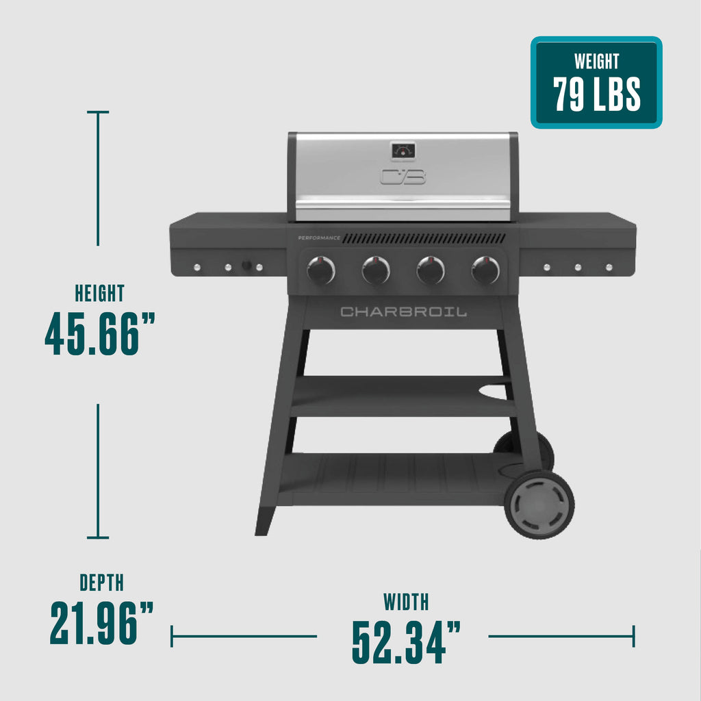 Char-Broil Performance Series™ 4-Burner Gas Grill with FlavorMax™ (Cart, Gray) product view 9