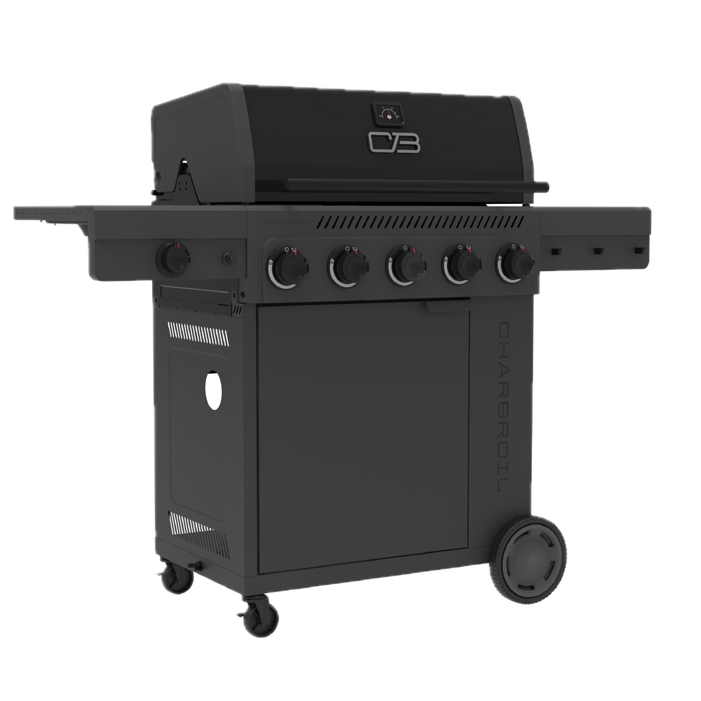 Char-Broil Performance Series™ FlavorMax™ 5 Burner Gas Grill Cabinet with Side Burner and 12" Griddle Black Gray product view 2