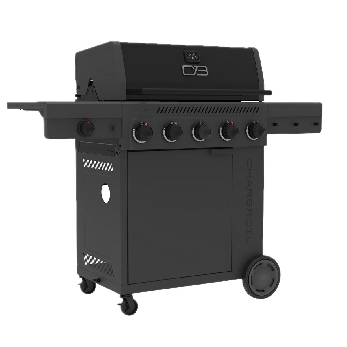 Char-Broil Performance Series™ FlavorMax™ 5 Burner Gas Grill Cabinet with Side Burner and 12" Griddle Black Gray product view 2