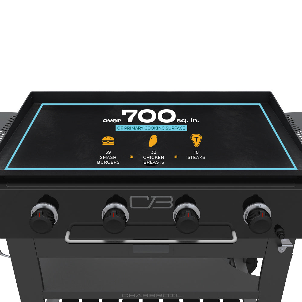 Char-Broil Charbroil® 36" Performance Series™ Propane Gas Griddle with Cart 4 Burner Flat Top Grill, Black 463259124 product view 5