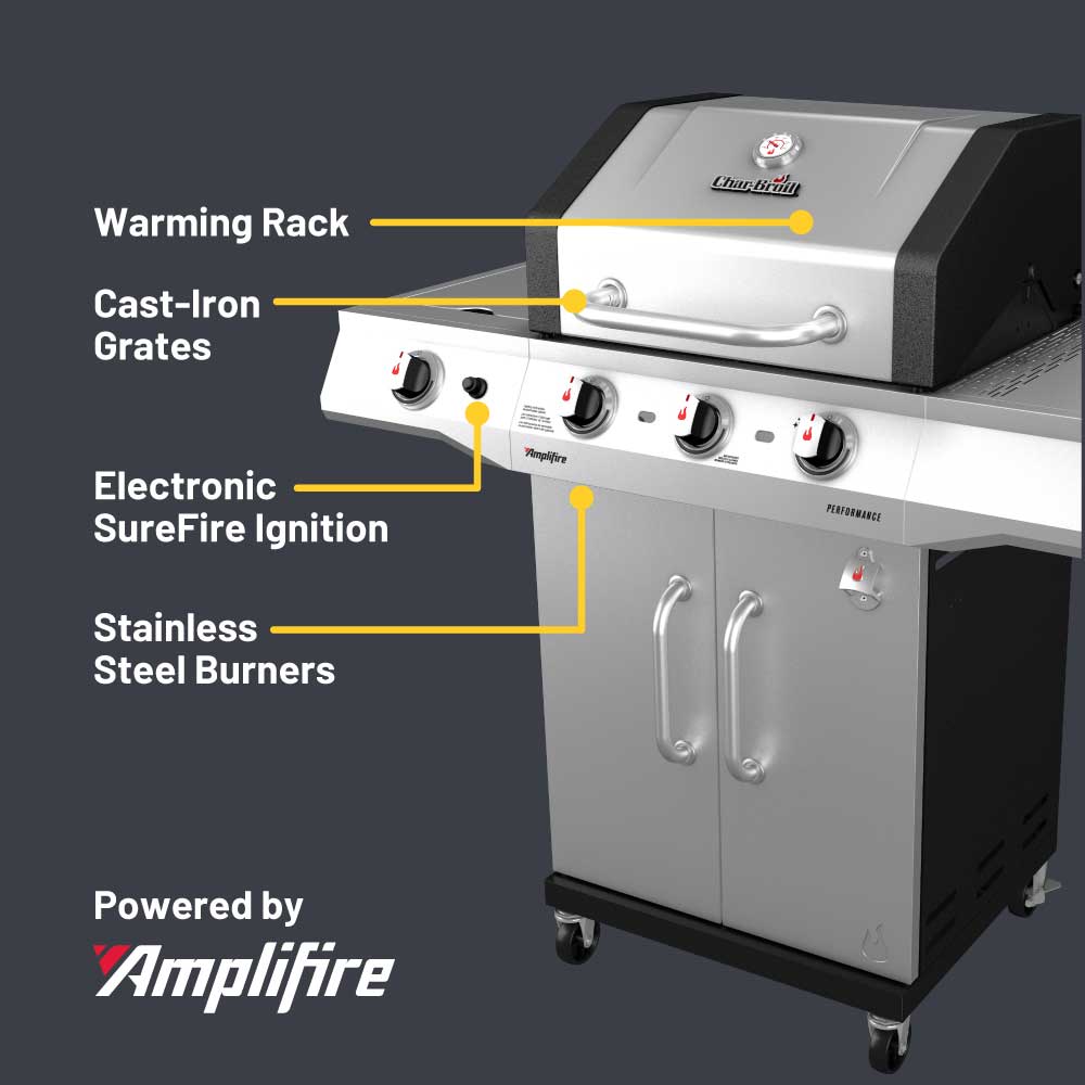 Char-Broil Performance 3B Gas Grill 375 Premium Silver product view 5