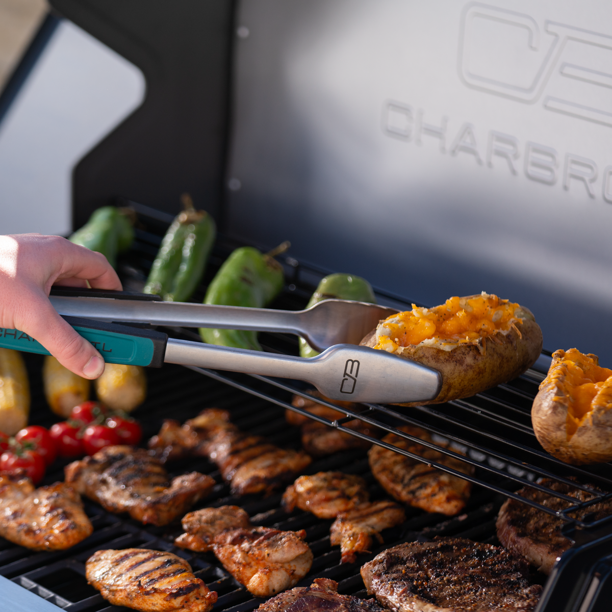 Char-Broil Performance Series™ FlavorMax™ 6 Burner Gas Grill Cabinet with Sear Burner and Side Burner Gray Stainless product view 6