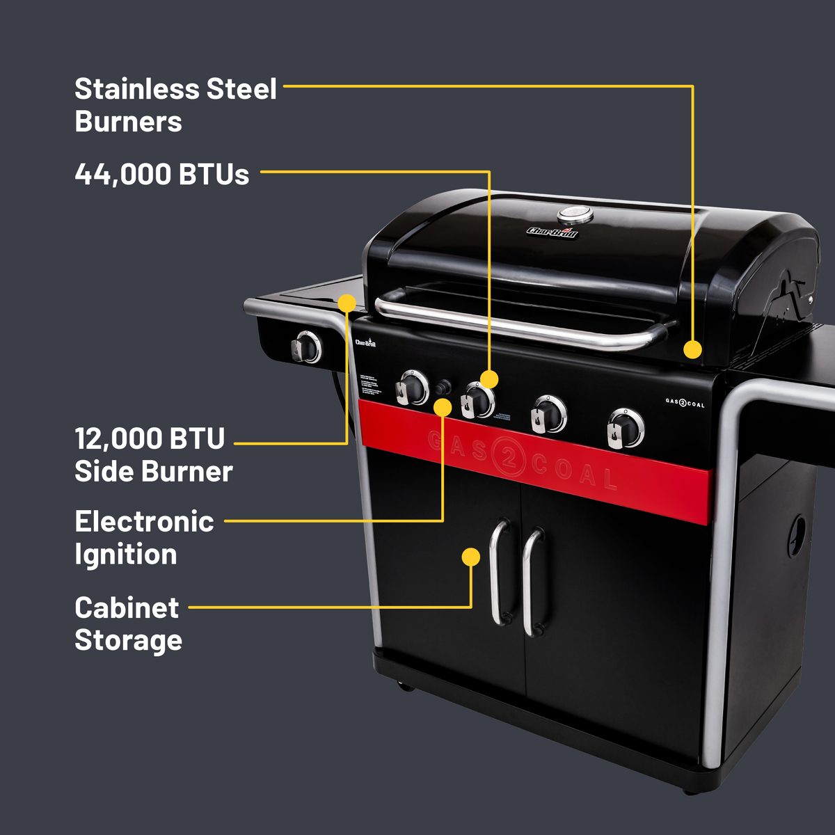 Char-Broil Gas2Coal® 4-Burner Hybrid Grill product view 5
