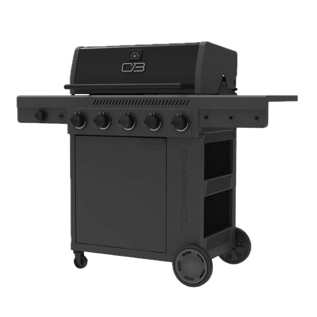 Char-Broil Performance Series™ FlavorMax™ 5 Burner Gas Grill Cabinet with Side Burner and 12" Griddle Black Gray product view 1
