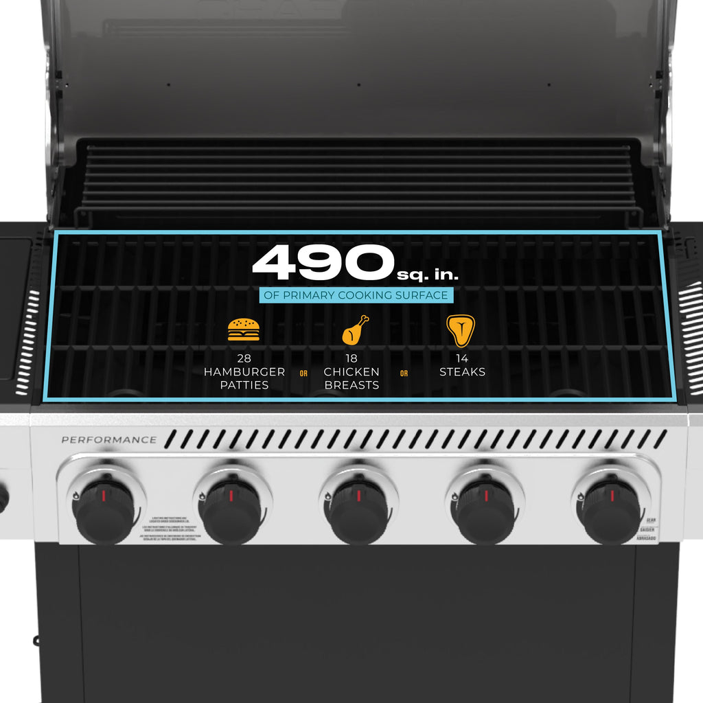 Char-Broil Performance Series™ 5 Burner Cart Gas Grill with Side Burner Black Stainless product view 12
