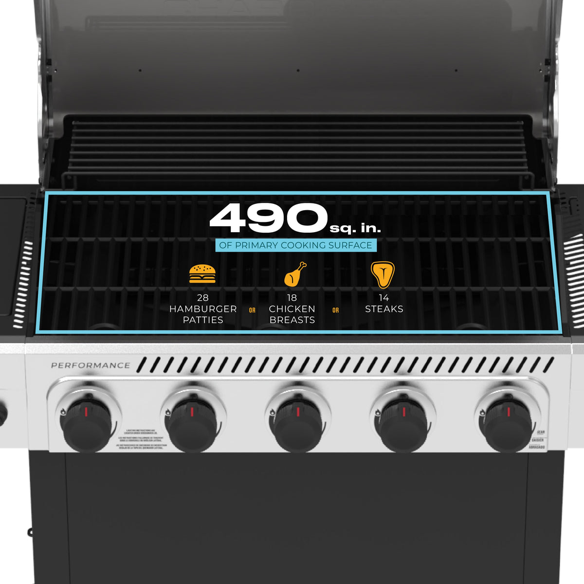 Char-Broil Performance Series™ 5 Burner Cart Gas Grill with Side Burner Black Stainless product view 12