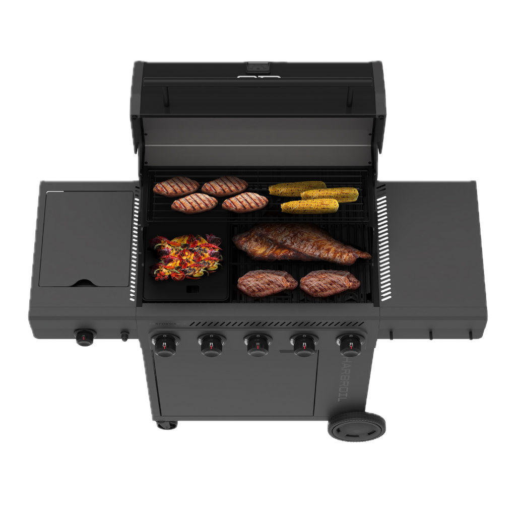 Char-Broil Performance Series™ FlavorMax™ 5 Burner Gas Grill Cabinet with Side Burner and 12" Griddle Black Gray product view 4