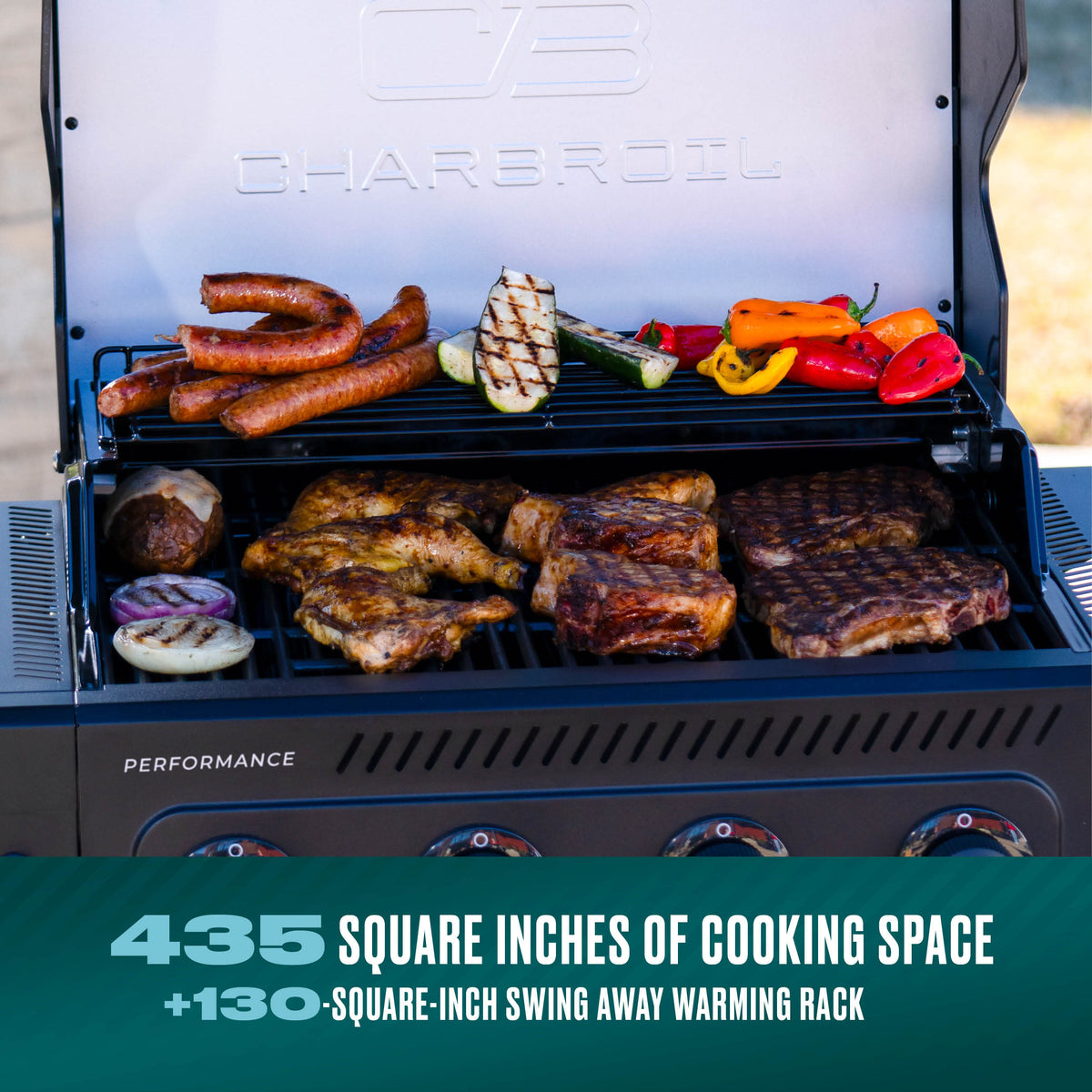 Char-Broil Performance Series™ 4-Burner Gas Grill with FlavorMax™ (Cart, Blackout) product view 3