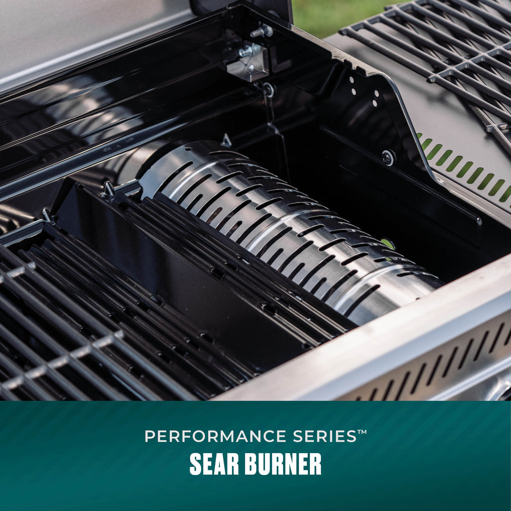 Char-Broil Performance Series™ 4-Burner Gas Grill with FlavorMax™ and Side Burner, (Sear Burner, Cabinet, Gray/Stainless Steel) product view 8