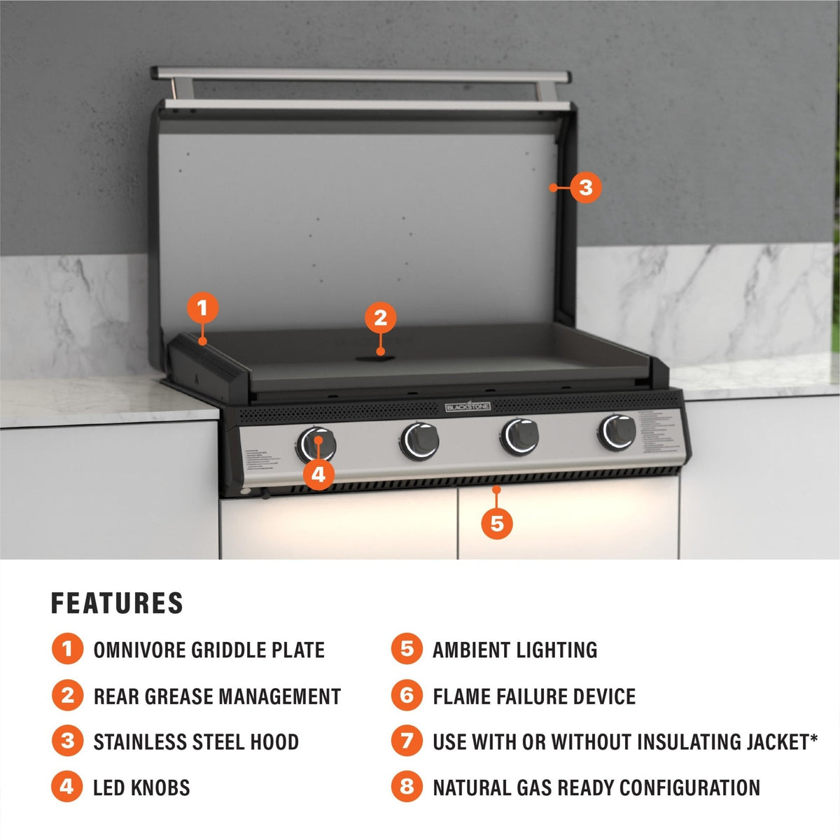 Blackstone 36" Drop-in Griddle with Hood (Natural Gas) product view 3