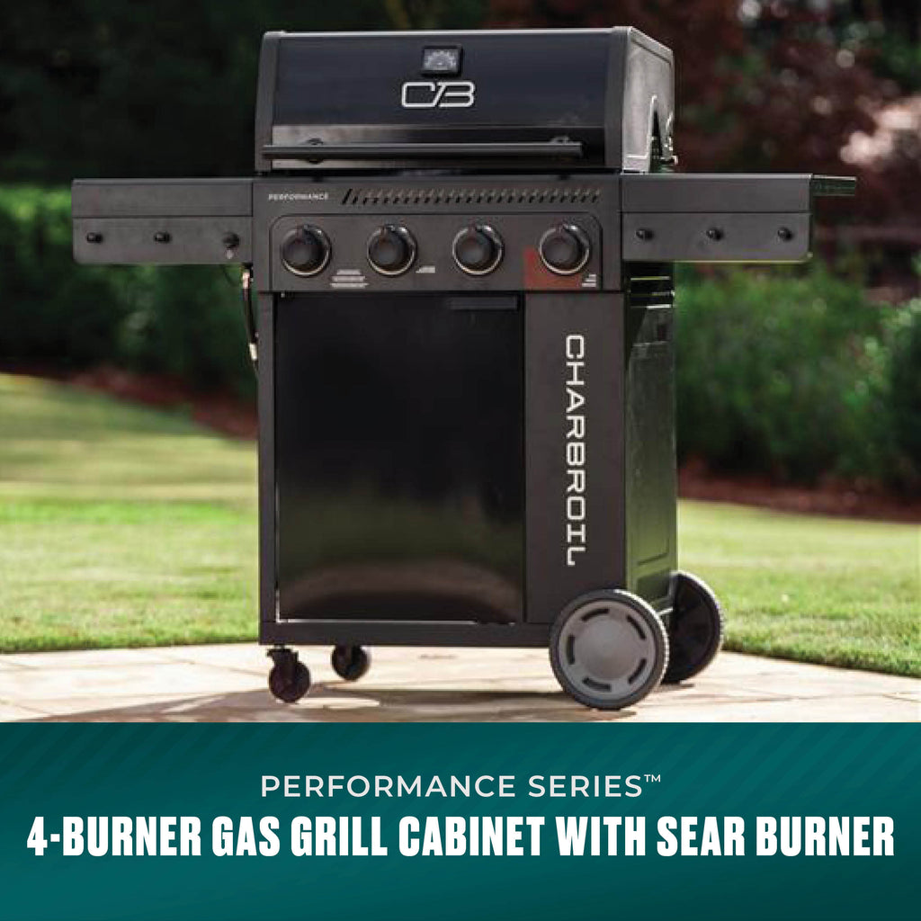 Char-Broil Performance Series™ 4-Burner Gas Grill with FlavorMax™ and Sear Burner  (Cabinet, Blackout) product view 1