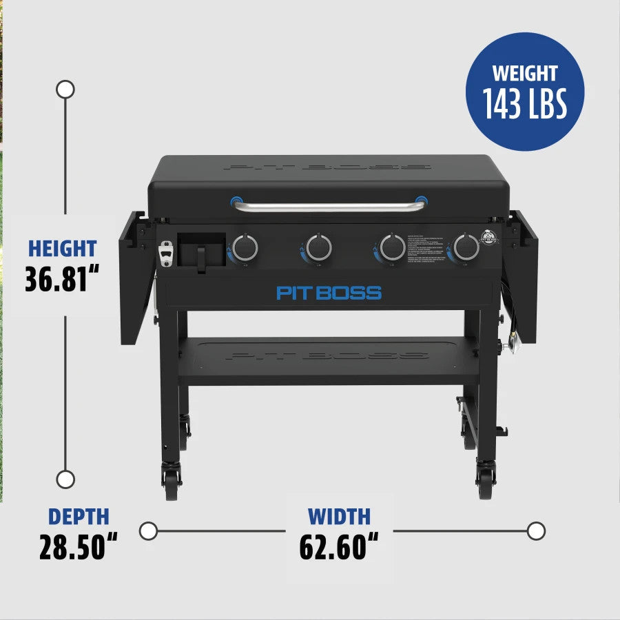 Pit Boss 4-Burner Deluxe Griddle With Side Shelves + Lid - PB4BGD1 product view 6