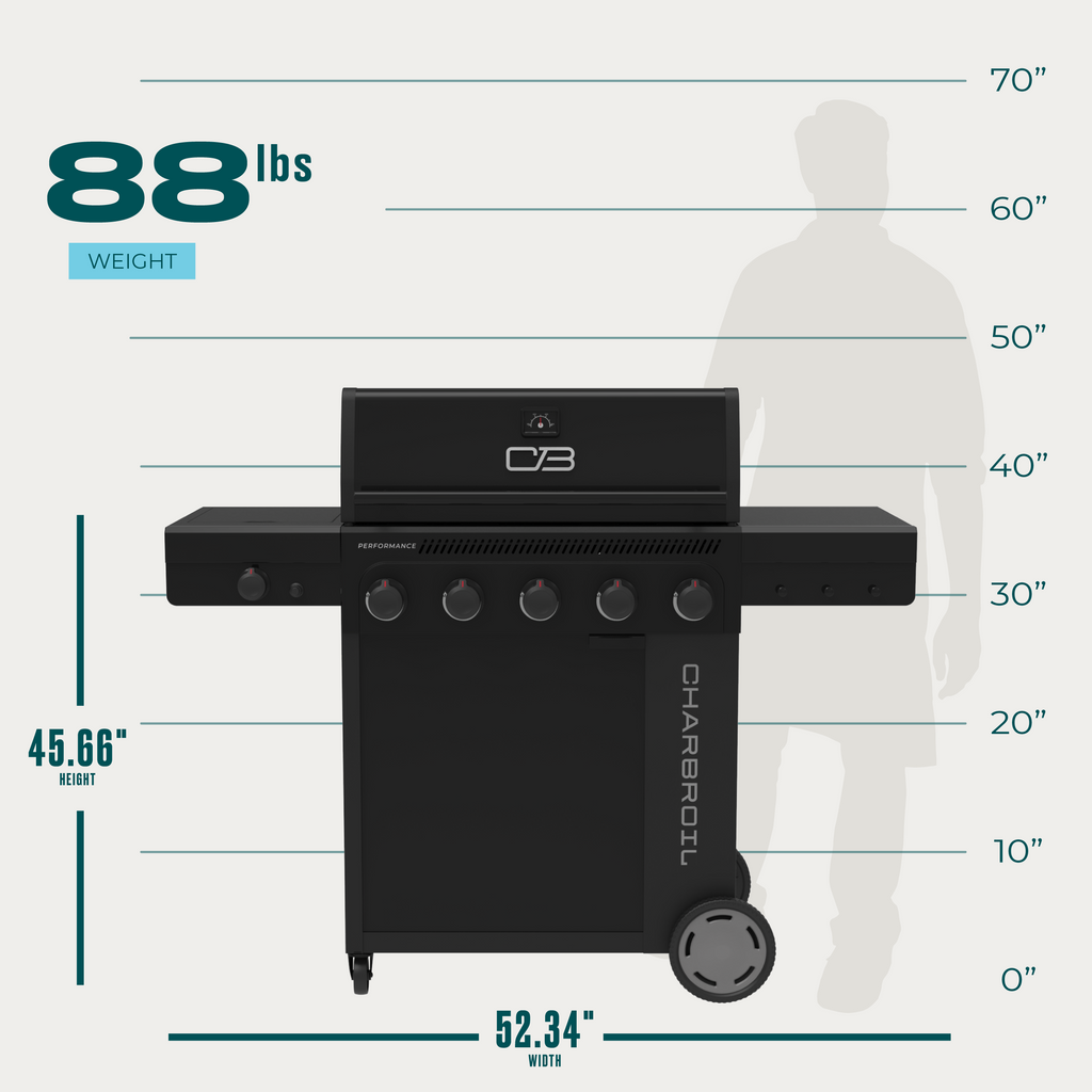 Char-Broil Performance Series™ FlavorMax™ 5 Burner Gas Grill Cabinet with Side Burner Blackout product view 6