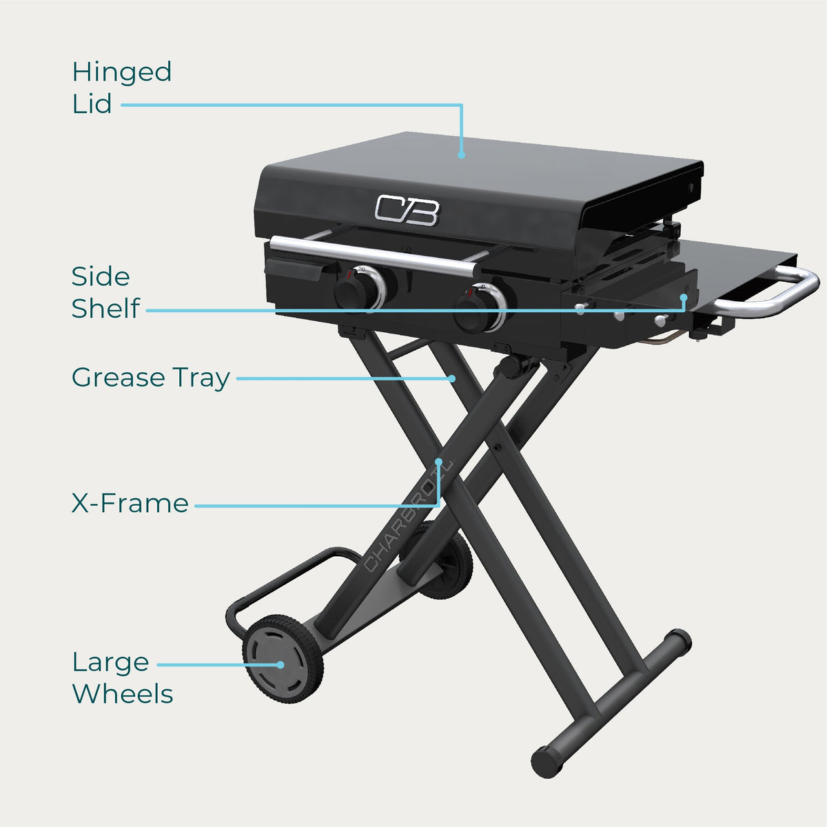 Char-Broil Charbroil® 22" Performance Series™ Folding Cart 2 Burner Portable Propane Gas Griddle, Black 463711223 product view 1