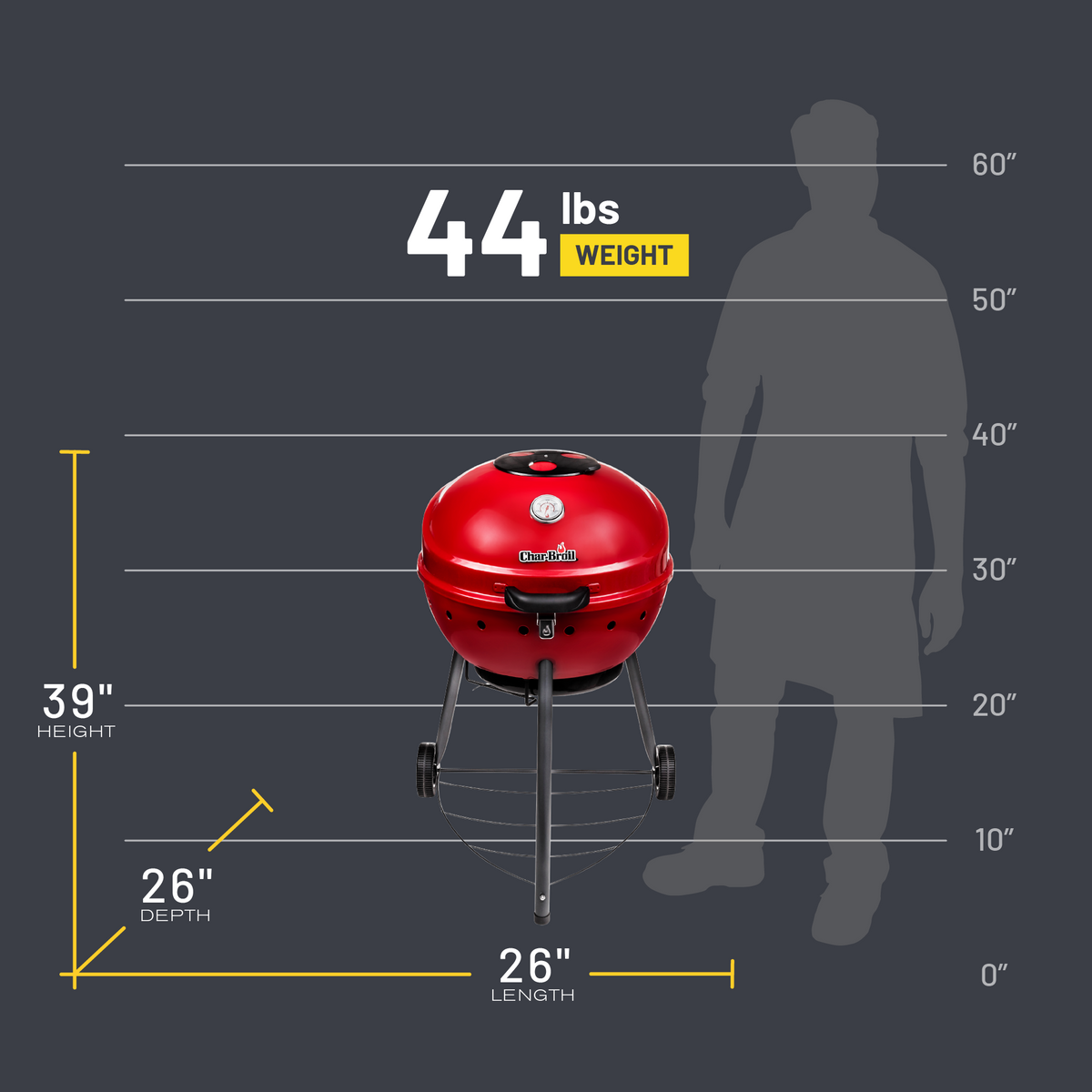 Char-Broil Kettleman® TRU-Infrared™ Charcoal Grill Red product view 6