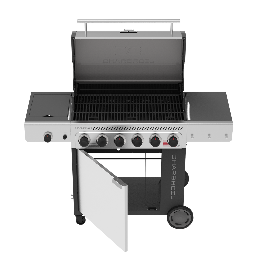Char-Broil Performance Series™ FlavorMax™ 6 Burner Gas Grill Cabinet with Sear Burner and Side Burner Gray Stainless product view 4