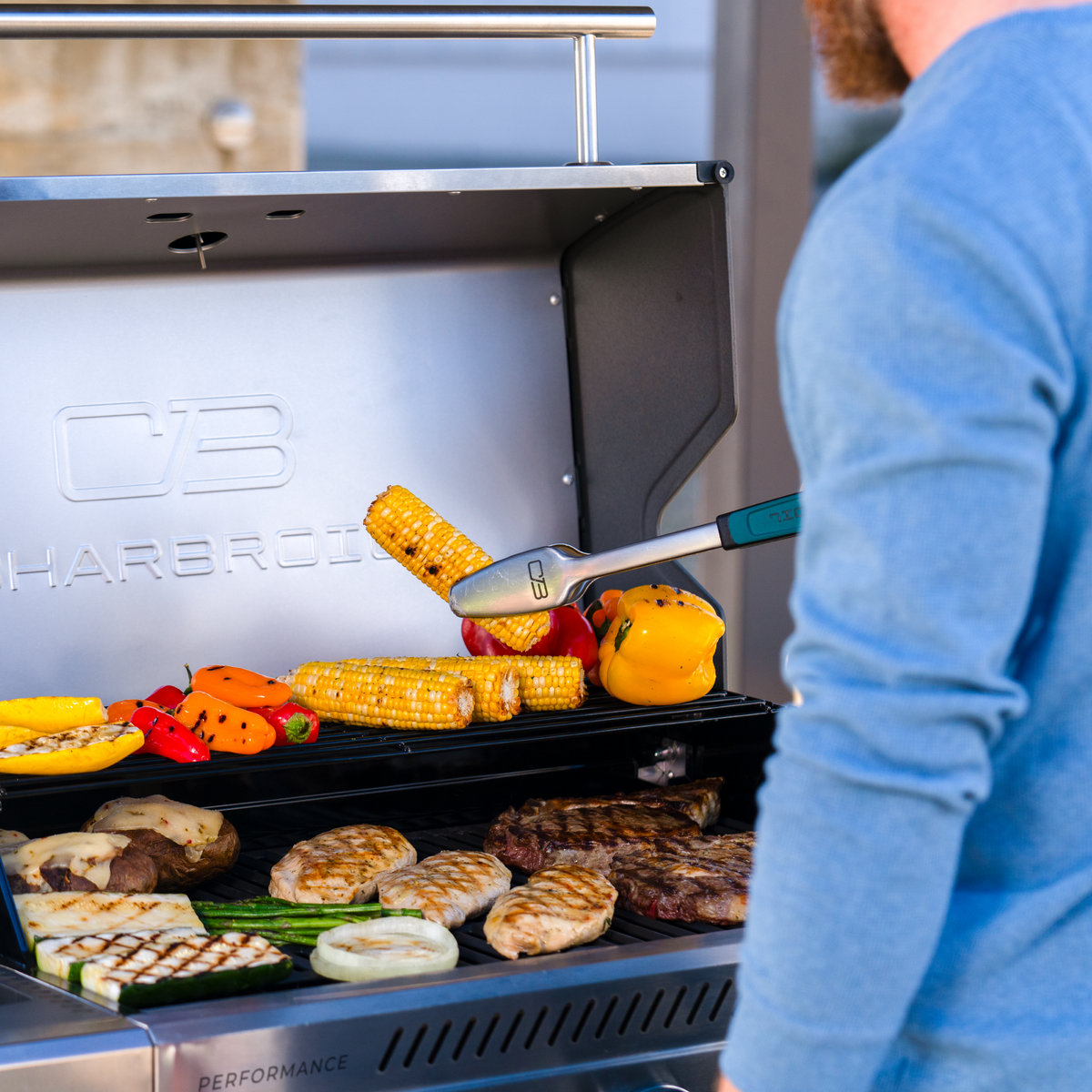 Char-Broil Performance Series™ FlavorMax™ 5 Burner Gas Grill Cart with Side Burner Gray Stainless product view 11