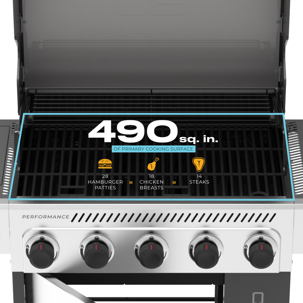 Char-Broil Performance Series™ FlavorMax™ 5 Burner Gas Grill Cabinet with Side Burner Gray Stainless product view 20