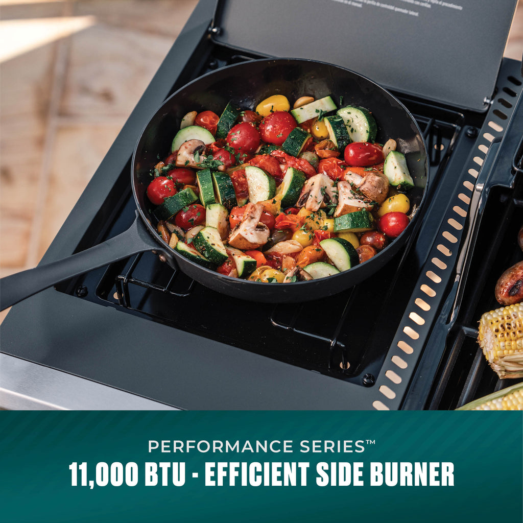 Char-Broil Performance Series™ 4-Burner Gas Grill with FlavorMax™ and Side Burner, (Sear Burner, Cabinet, Gray/Stainless Steel) product view 9