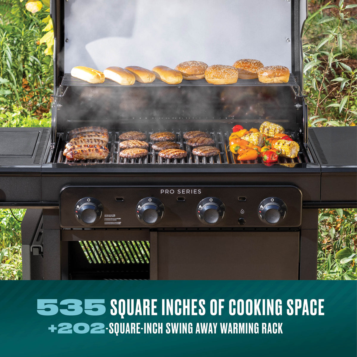 Char-Broil Pro Series™ 4-Burner Gas Grill and Griddle with Side Burner product view 3