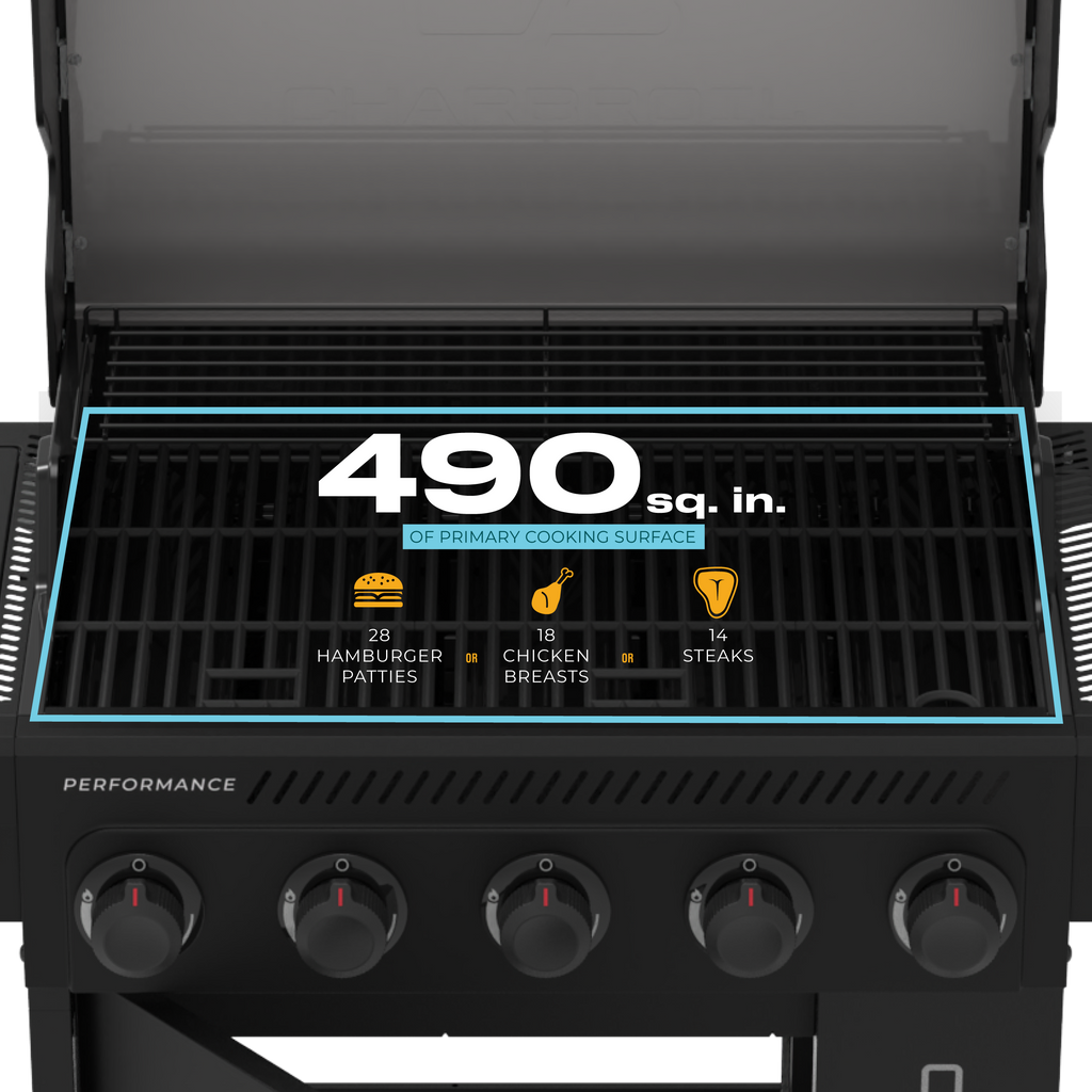 Char-Broil Performance Series™ FlavorMax™ 5 Burner Gas Grill Cabinet with Side Burner Blackout product view 8
