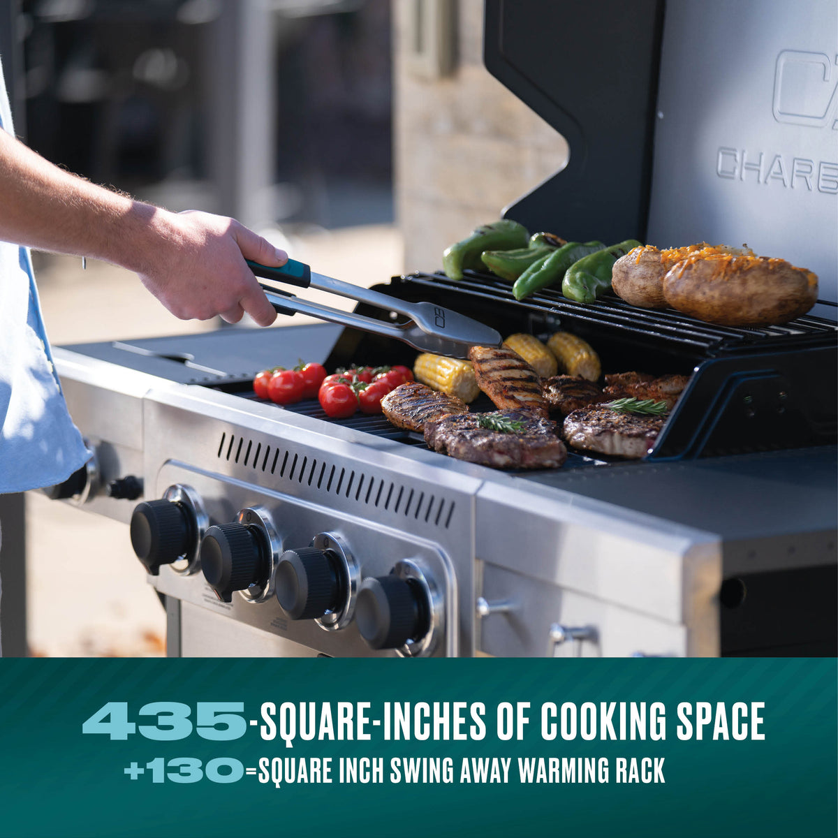 Char-Broil Performance Series™ 4-Burner Gas Grill with FlavorMax™ and Side Burner (Cabinet, Gray) product view 3