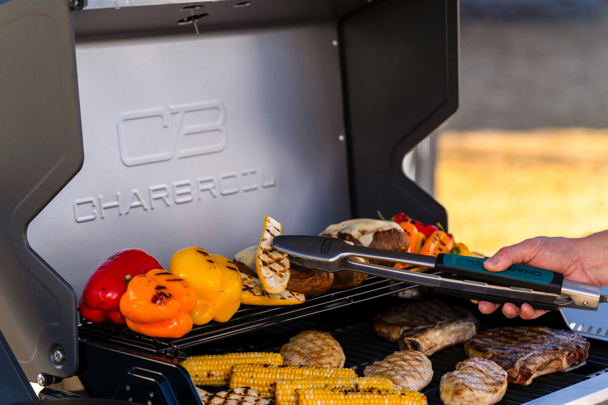 Char-Broil Performance Series™ FlavorMax™ 5 Burner Gas Grill Cabinet with Side Burner Gray Stainless product view 16