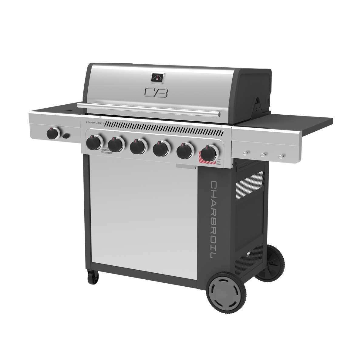 Char-Broil Performance Series™ FlavorMax™ 6 Burner Gas Grill Cabinet with Sear Burner and Side Burner Gray Stainless product view 1