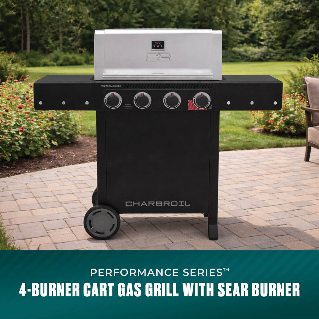 Char-Broil Performance Series™ 4-Burner Gas Grill with Sear Burners (Cart, Black/Stainless Steel) product view 1