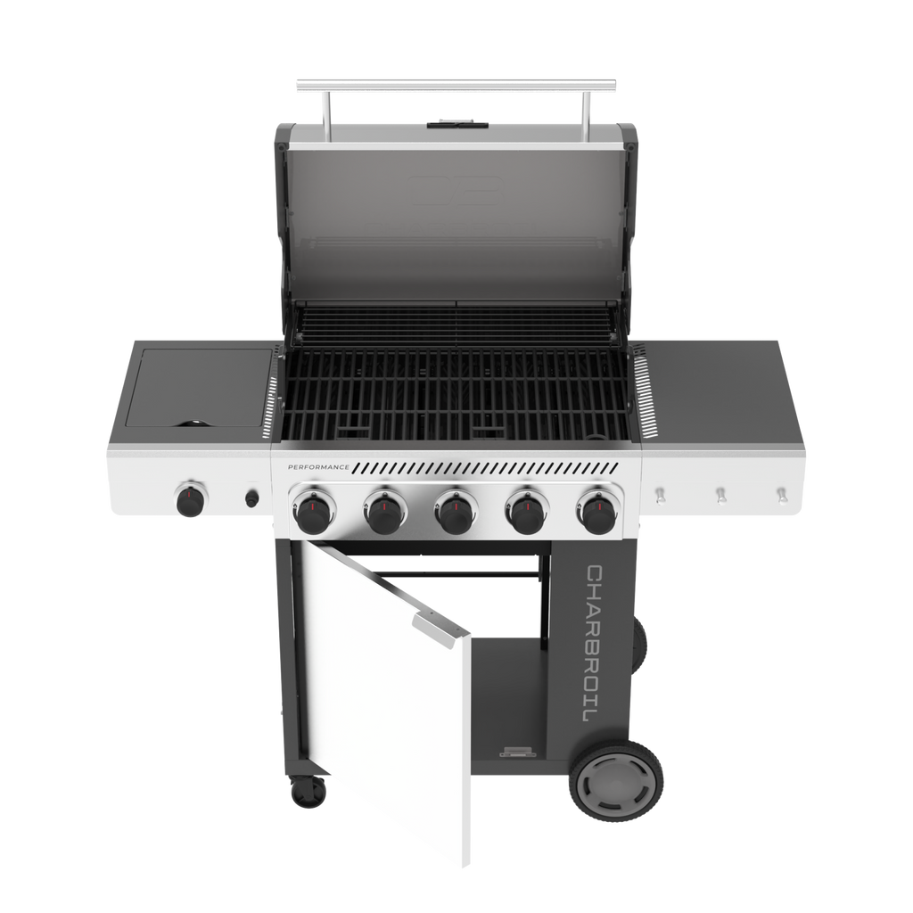 Char-Broil Performance Series™ FlavorMax™ 5 Burner Gas Grill Cabinet with Side Burner Gray Stainless product view 3