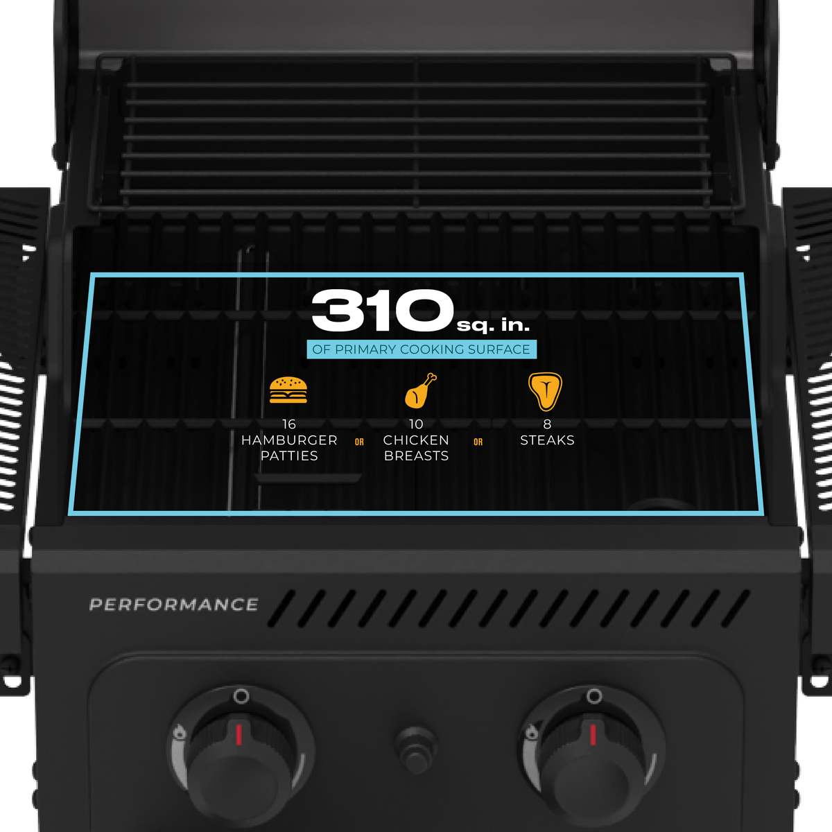 Char-Broil Performance Series™ FlavorMax™ 2 Burner Gas Grill Cabinet with Foldable Side Shelves Black product view 4