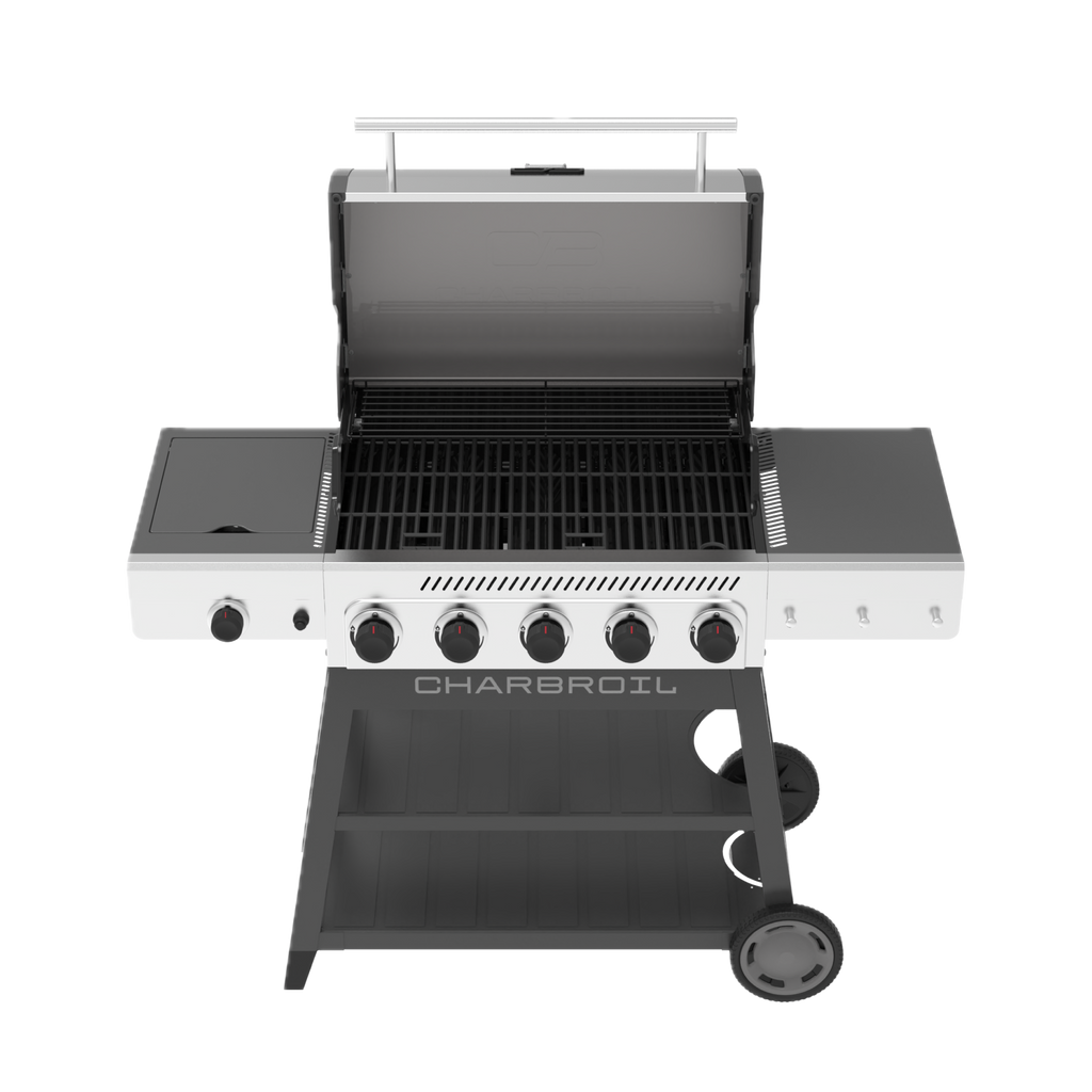 Char-Broil Performance Series™ FlavorMax™ 5 Burner Gas Grill Cart with Side Burner Gray Stainless product view 4