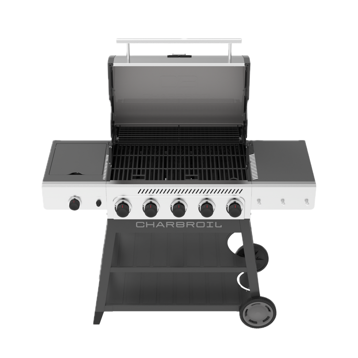 Char-Broil Performance Series™ FlavorMax™ 5 Burner Gas Grill Cart with Side Burner Gray Stainless product view 4