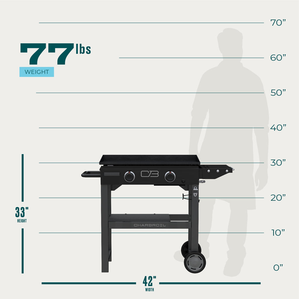 Char-Broil Charbroil® 28" Performance Series™ Propane Gas Griddle with Cart 2 Burner Flat Top Grill, Black 463459924 product view 9