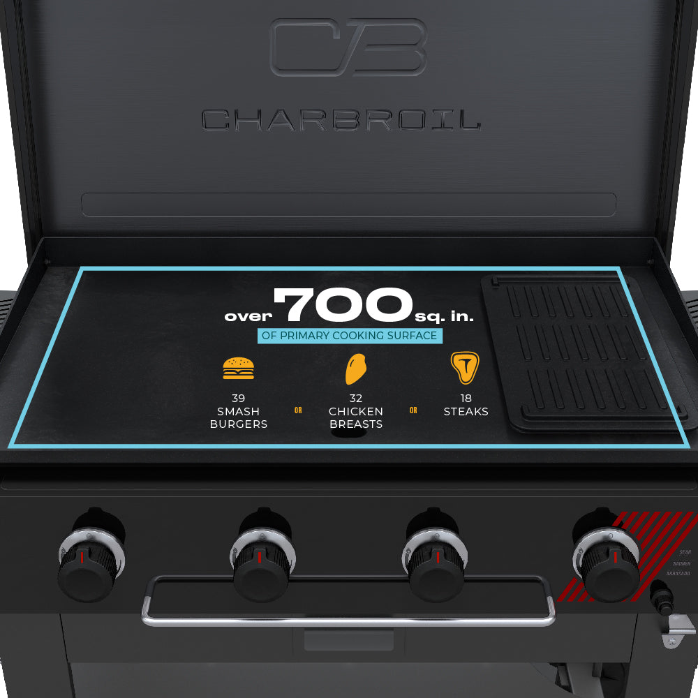 Char-Broil Charbroil® 36" Performance Series™ Deluxe Propane Gas Griddle with Cart 4 Burner Flat Top Grill, Black 463285924 product view 12