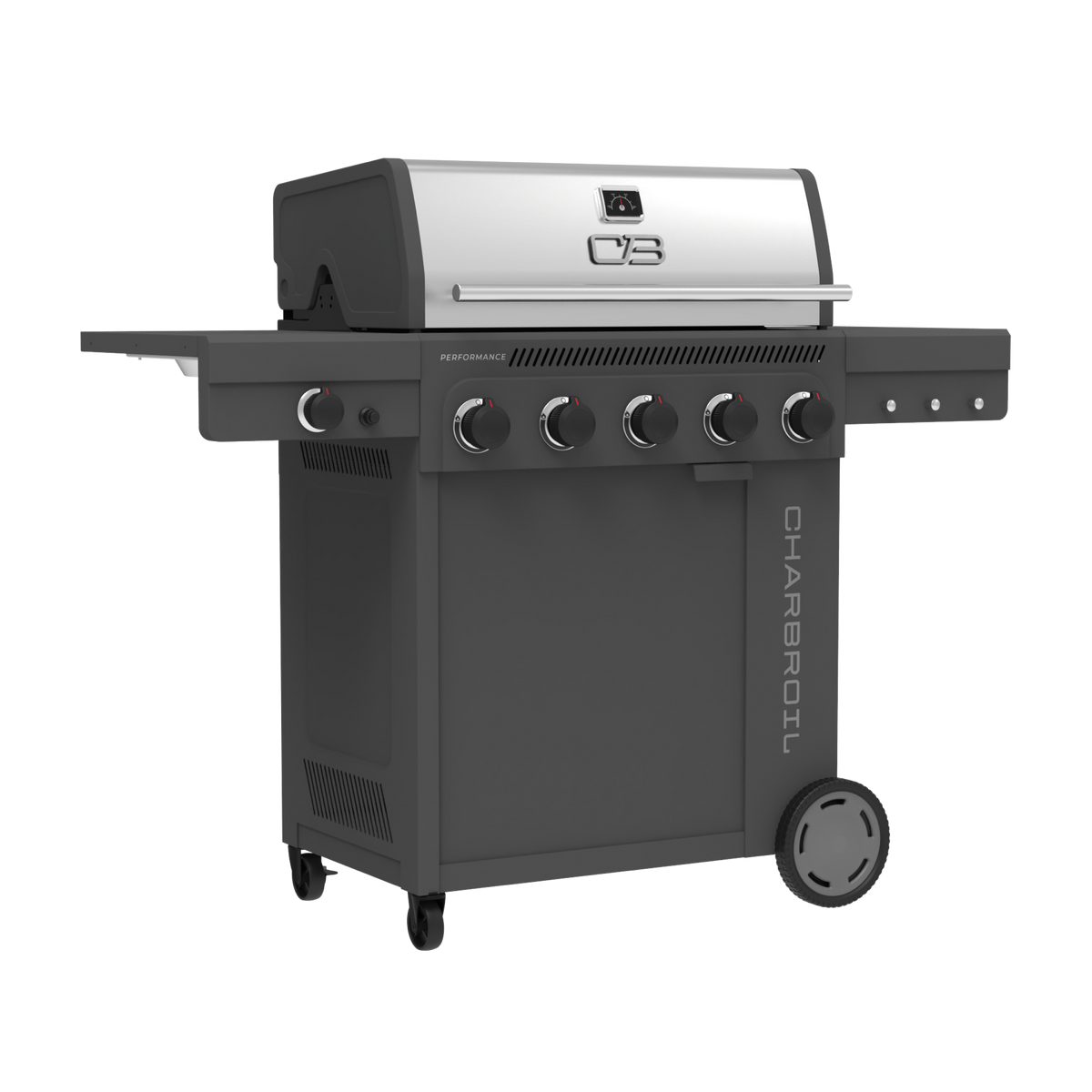 Char-Broil Performance Series™ FlavorMax™ 5 Burner Gas Grill Cabinet with Side Burner Gray product view 1