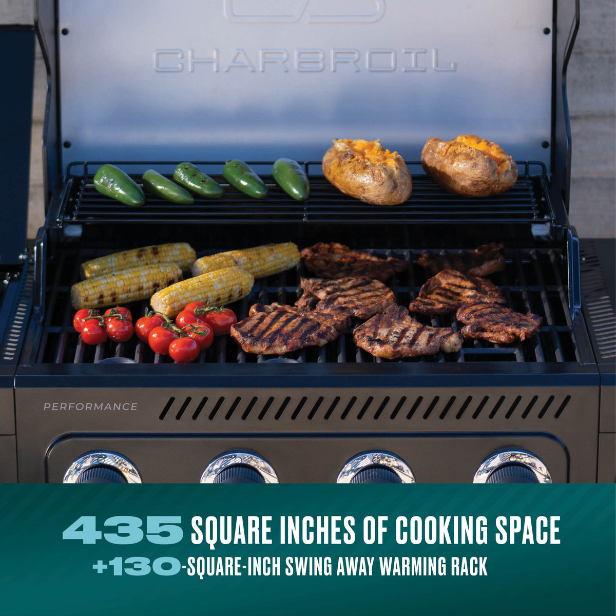 Char-Broil Performance Series™ 4-Burner Gas Grill with FlavorMax™ and Side Burner (Cabinet, Black) product view 3